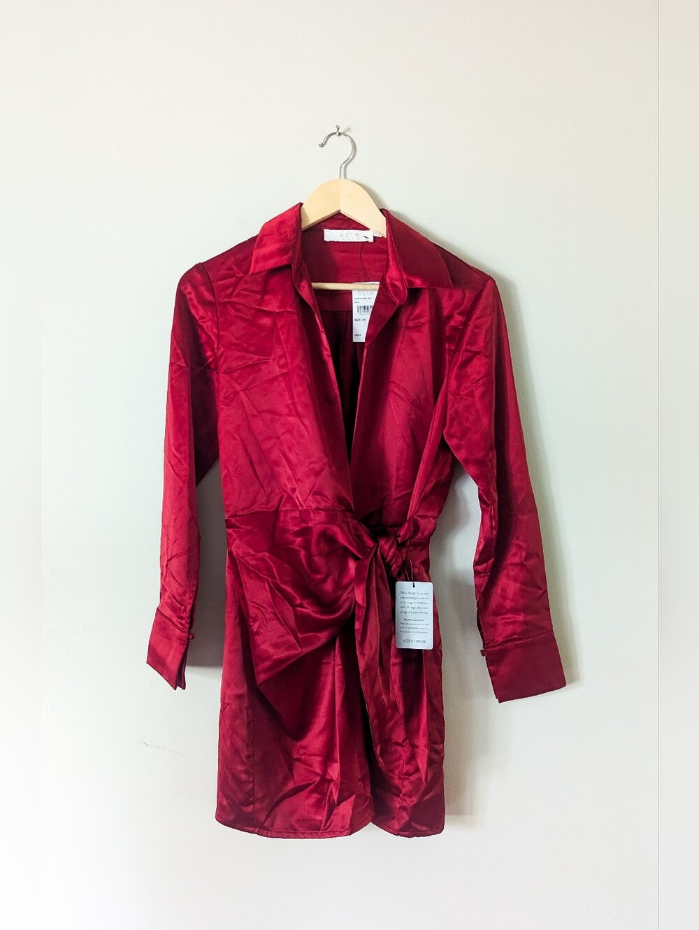 ASTR The Label Red Satin Wrap Dress